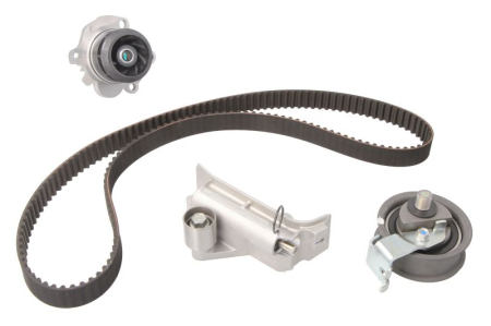Distributie - Set distributie potrivit AUDI A3, TT; SEAT ALHAMBRA, LEON, TOLEDO II; SKODA OCTAVIA I; VW BORA, BORA I, GOLF IV, NEW BEETLE, SHARAN 1.8 1996-2010 (curea + intinzator + pompa apa)