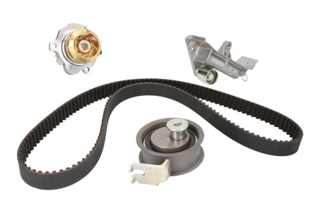 Distributie - Set distributie potrivit AUDI A3, TT; SEAT ALHAMBRA, LEON, TOLEDO II; SKODA OCTAVIA I; VW BORA, BORA I, GOLF IV, NEW BEETLE, SHARAN 1.8 1996-2010 (curea + intinzator + pompa apa)