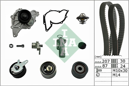 Set distributie potrivit AUDI A4 B5, A4 B6, A4 B7, A6 C5, A8 D2, ALLROAD C5; SKODA SUPERB I; VW PASSAT B5, PASSAT B5.5 2.5D 1997-2008 (curea + intinzator + pompa apa) [1]