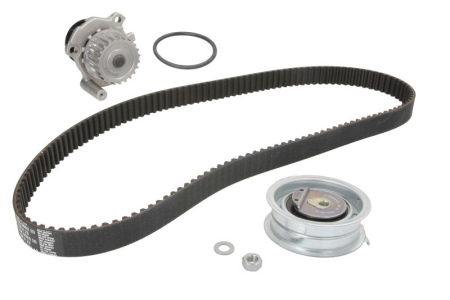 Distributie - Set distributie potrivit AUDI A4 B6, A6 C4; SEAT ALHAMBRA, CORDOBA, IBIZA III, IBIZA IV, IBIZA IV SC, LEON; SKODA FABIA I, OCTAVIA I 2.0-2.5D 1990-2017 (curea + intinzator + pompa apa)