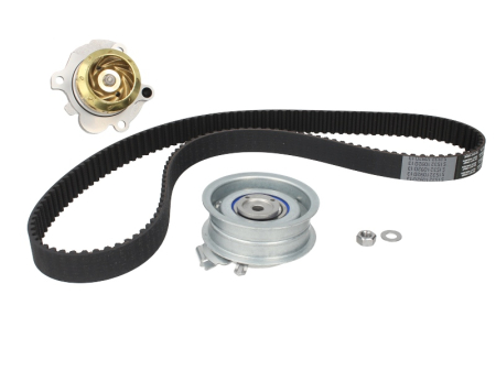 Distributie - Set distributie potrivit AUDI A4 B6, A6 C4; SEAT ALHAMBRA, CORDOBA, IBIZA III, IBIZA IV, IBIZA IV SC, LEON; SKODA FABIA I, OCTAVIA I 2.0-2.5D 1990-2017 (curea + intinzator + pompa apa)