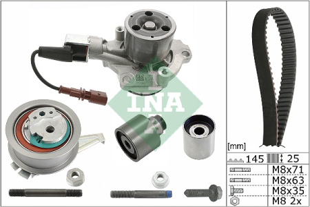 Distributie - Set distributie potrivit AUDI A4 B9; SKODA KAROQ, KODIAQ I, SUPERB III; VW ARTEON, GOLF SPORTSVAN VII, PASSAT ALLTRACK B8, PASSAT B8 1.6D/2.0D dupa 2014 (curea + intinzator + pompa apa)