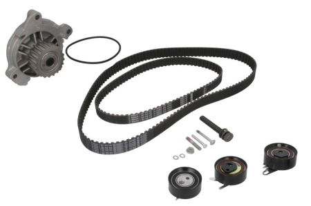 Distributie - Set distributie potrivit AUDI A6 C4; VW CALIFORNIA T4 CAMPER, LT 28-35 II, LT 28-46 II, TRANSPORTER T4 2.4D/2.5D 1990-2006 (curea + intinzator + pompa apa)