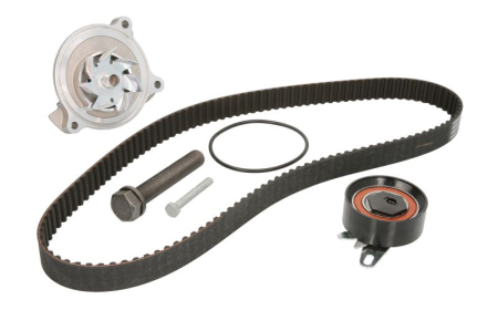 Distributie - Set distributie potrivit AUDI A6 C4; VW CALIFORNIA T4 CAMPER, LT 28-35 II, LT 28-46 II, TRANSPORTER T4 2.4D/2.5D 1990-2006 (curea + intinzator + pompa apa)