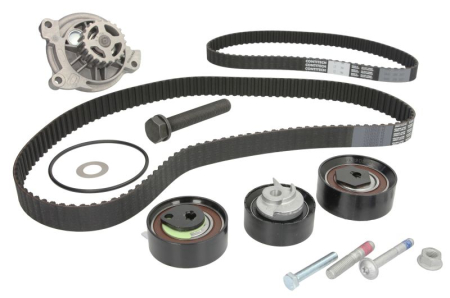Distributie - Set distributie potrivit AUDI A6 C4; VW CALIFORNIA T4 CAMPER, LT 28-35 II, LT 28-46 II, TRANSPORTER T4 2.4D/2.5D 1990-2006 (curea + intinzator + pompa apa)