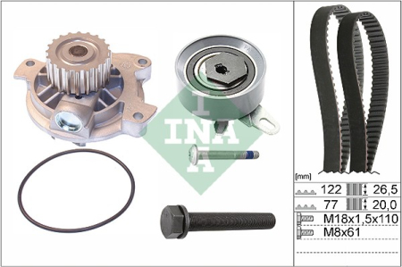 Set distributie potrivit AUDI A6 C4; VW LT 28-46 II, TRANSPORTER T4 2.4D/2.5D 1990-2006 (curea + intinzator + pompa apa) [1]