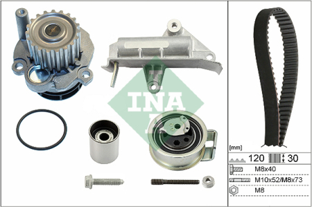 Set distributie potrivit AUDI A6 C5; FORD GALAXY I; SEAT ALHAMBRA; VW BORA, BORA I, GOLF IV, PASSAT B5, SHARAN 1.9D 1995-2010 (curea + intinzator + pompa apa) [1]