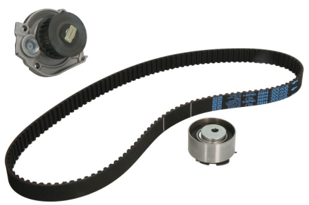 Distributie - Set distributie potrivit AUDI A6 C7; FIAT 500, 500 C, 500L, DOBLO, DOBLO/MINIVAN, FIORINO, FIORINO/MINIVAN, GRANDE PUNTO, IDEA, LINEA 1.0H-3.0D dupa 1993 (curea + intinzator + pompa apa)