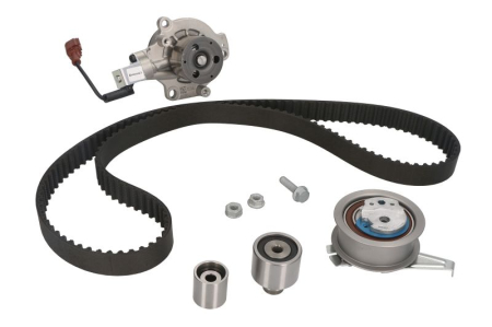 Distributie - Set distributie potrivit AUDI A6 C8; SKODA KAROQ, KODIAQ I; VW ARTEON, GOLF SPORTSVAN VII, PASSAT ALLTRACK B8, PASSAT B8, TIGUAN 1.6D/2.0D dupa 2014 (curea + intinzator + pompa apa)