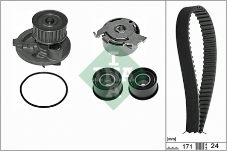 Set distributie potrivit BUICK SKYLARK; CHEVROLET ALERO, CAPTIVA, CAVALIER, MALIBU, VECTRA; DAEWOO LEGANZA; OPEL ANTARA A 2.2/2.4/2.4LPG dupa 1993 (curea + intinzator + pompa apa) [1]