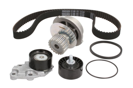 Distributie - Set distributie potrivit CHEVROLET AVEO / KALOS; DAEWOO CIELO, ESPERO, LANOS, NEXIA; FSO LANOS 1.5/1.6 dupa 1993 (curea + intinzator + pompa apa)