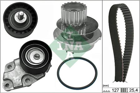 Set distributie potrivit CHEVROLET AVEO / KALOS, REZZO; DAEWOO ESPERO, LANOS, NEXIA, NUBIRA; FSO LANOS 1.5/1.6 dupa 1993 (curea + intinzator + pompa apa) [1]