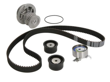 Distributie - Set distributie potrivit CHEVROLET EPICA, EVANDA, LACETTI, NUBIRA, REZZO, ZAFIRA; DAEWOO EVANDA, LACETTI, LEGANZA, NUBIRA 1.8/1.8LPG/2.0 dupa 1992 (curea + intinzator + pompa apa)