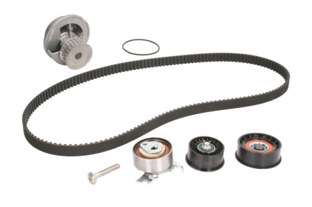 Distributie - Set distributie potrivit CHEVROLET LACETTI; DAEWOO LACETTI; OPEL ASTRA G, ASTRA H, ASTRA H GTC, CORSA C, MERIVA A, SIGNUM, TIGRA 1.4/1.6/1.8 dupa 1995 (curea + intinzator + pompa apa)