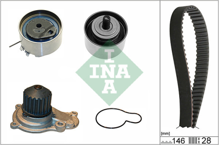 Set distributie potrivit CHRYSLER PT CRUISER, SEBRING, VOYAGER IV; DODGE CARAVAN, RAM, STRATUS, STRATUS II; GAZ VOLGA, VOLGA SIBER 2.4 1993-2010 (curea + intinzator + pompa apa) [1]