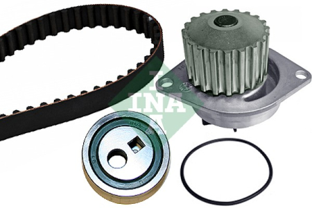 Set distributie potrivit CITROEN AX, BX, C15, C15/MINIVAN, SAXO, XSARA, XSARA PICASSO; PEUGEOT 106 I, 106 II, 205 I, 205 II, 206, 306 1.4-1.8 1983-2015 (curea + intinzator + pompa apa) [1]