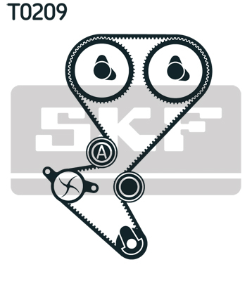 Set distributie potrivit CITROEN C2, C3 I, C4, C4 I; PEUGEOT 1007, 206, 207, 307 1.4 dupa 2003 (curea + intinzator + pompa apa) [1]