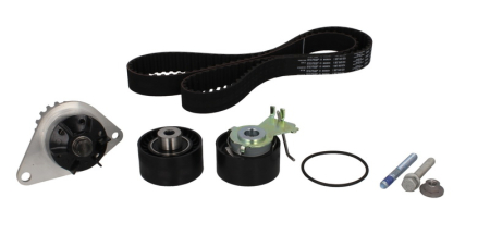 Distributie - Set distributie potrivit CITROEN C2, C3 I, C4, C4 I; PEUGEOT 1007, 206, 207, 307 1.4 dupa 2003 (curea + intinzator + pompa apa)