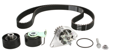Distributie - Set distributie potrivit CITROEN C2, C3 I, C4, C4 I; PEUGEOT 1007, 206, 207, 307 1.4 dupa 2003 (curea + intinzator + pompa apa)