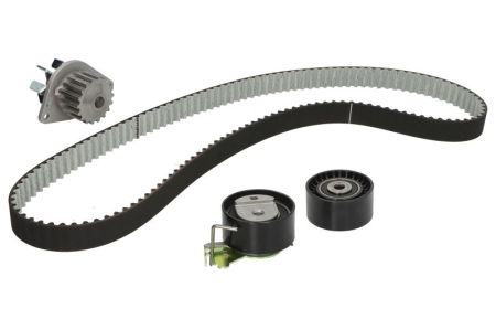 Distributie - Set distributie potrivit CITROEN C2, C3 I, C4, C4 I; PEUGEOT 1007, 206, 207, 307 1.4 dupa 2003 (curea + intinzator + pompa apa)