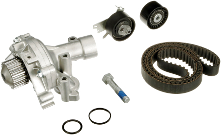 Distributie - Set distributie potrivit CITROEN C4, C4 GRAND PICASSO I, C4 I, C4 PICASSO I, C5 II, C5 III, C5 II/KOMBI, C8, JUMPY II; PEUGEOT 307, 308 1.8-2.0ALK dupa 2004 (curea + intinzator + pompa apa)