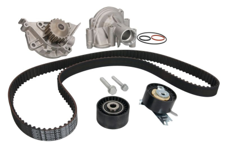 Distributie - Set distributie potrivit CITROEN C4, C4 GRAND PICASSO I, C4 I, C4 PICASSO I, C5 II, C5 III, C5 II/KOMBI, C8, JUMPY II; PEUGEOT 307, 308 1.8-2.0ALK dupa 2004 (curea + intinzator + pompa apa)