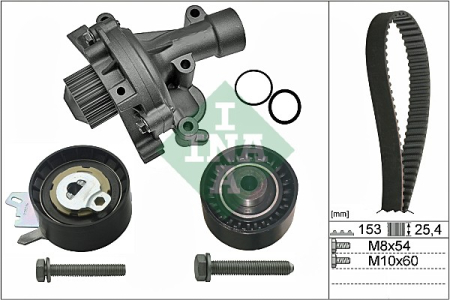 Set distributie potrivit CITROEN C4, C4 GRAND PICASSO I, C4 I, C4 PICASSO I, C5 II, C5 III, C5 II/KOMBI, C8, JUMPY II; PEUGEOT 307, 308 1.8-2.0ALK dupa 2004 (curea + intinzator + pompa apa) [1]