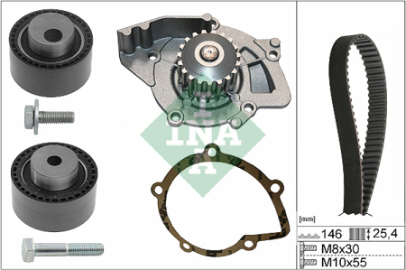 Distributie - Set distributie potrivit CITROEN C5 I, C5 II, C5 I/KOMBI, C8; FIAT ULYSSE; LANCIA PHEDRA; PEUGEOT 406, 607, 807; SUZUKI GRAND VITARA I 2.0D/2.2D dupa 2000 (curea + intinzator + pompa apa)
