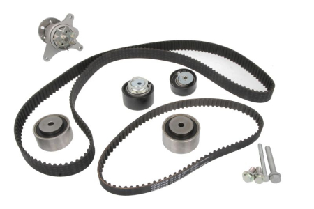 Distributie - Set distributie potrivit CITROEN C5 III, C6; PEUGEOT 407, 607 2.7D dupa 2004 (curea + intinzator + pompa apa)
