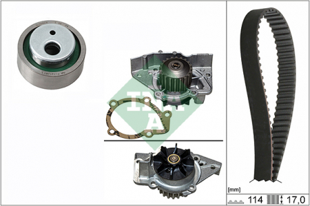 Distributie - Set distributie (curea + intinzator + Pompa apa) potrivit CITROEN EVASION, JUMPER I, XANTIA, XM, XSARA, XSARA PICASSO, ZX; FIAT ULYSSE; LANCIA ZETA; PEUGEOT 206, 306 1.1-2.0 07.88-02.07