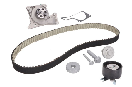 Distributie - Set distributie potrivit DACIA DUSTER, DUSTER/SUV, LODGY, LOGAN, LOGAN EXPRESS, LOGAN MCV, SANDERO, SANDERO II; NISSAN CUBE, JUKE, NOTE 1.5/1.5D dupa 2005 (curea + intinzator + pompa apa)