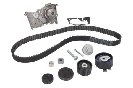 Distributie - Set distributie potrivit DACIA DUSTER, DUSTER/SUV, LOGAN, LOGAN II, LOGAN MCV, SANDERO; LADA LARGUS; NISSAN KUBISTAR; RENAULT CLIO II 1.4-1.6LPG dupa 1997 (curea + intinzator + pompa apa)