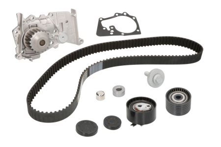Distributie - Set distributie potrivit DACIA DUSTER, DUSTER/SUV, LOGAN, LOGAN II, LOGAN MCV, SANDERO; LADA LARGUS; NISSAN KUBISTAR, TERRANO 1.4-1.6LPG dupa 1997 (curea + intinzator + pompa apa)
