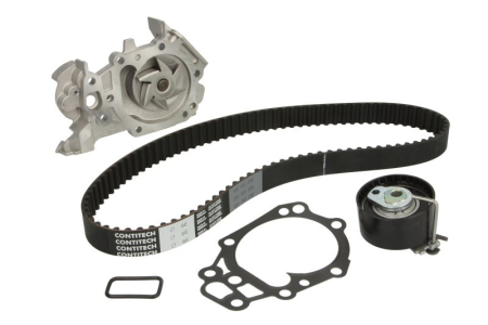 Distributie - Set distributie potrivit DACIA LOGAN, LOGAN II, LOGAN MCV II, SANDERO, SANDERO II; NISSAN KUBISTAR; RENAULT CLIO II, CLIO III 1.0-1.2LPG dupa 2001 (curea + intinzator + pompa apa)