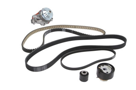 Distributie - Set distributie potrivit DS DS 3; CITROEN C1 II, C3 AIRCROSS I, C3 AIRCROSS II, C3 II, C3 III, C4 CACTUS, C-ELYSEE, DS3 1.0/1.2/1.2LPG dupa 2012 (curea + intinzator + pompa apa)