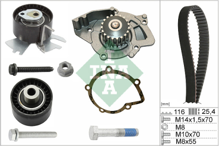 Set distributie potrivit DS DS 5; CITROEN C4 GRAND PICASSO I, C4 II, C4 PICASSO I, C5 III, C8, DS4, DS5, JUMPY II; FIAT SCUDO 1.8/2.0D/2.0DH dupa 2002 (curea + intinzator + pompa apa) [1]