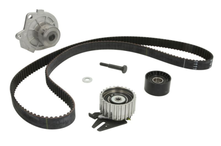 Distributie - Set distributie potrivit FIAT BRAVA, BRAVO I, DOBLO, DOBLO/MINIVAN, MAREA, PALIO, PUNTO, PUNTO/HATCHBACK, STRADA; JEEP RENEGADE 1.9D/2.0D/2.4D dupa 1994 (curea + intinzator + pompa apa)
