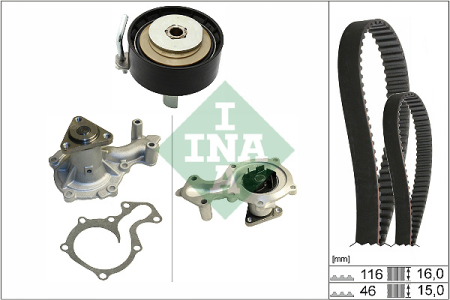 Distributie - Set distributie potrivit FORD B-MAX, C-MAX II, ECOSPORT, FIESTA VI, FIESTA VII, FOCUS III, FOCUS III/HATCHBACK, FOCUS III/KOMBI, GRAND C-MAX 1.0 dupa 2012 (curea + intinzator + pompa apa)