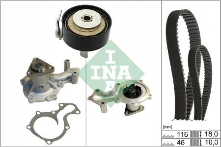 Distributie - Set distributie potrivit FORD B-MAX, C-MAX II, ECOSPORT, FIESTA VI, FOCUS III, FOCUS III/HATCHBACK, FOCUS III/KOMBI, GRAND C-MAX 1.0 dupa 2012 (curea + intinzator + pompa apa)