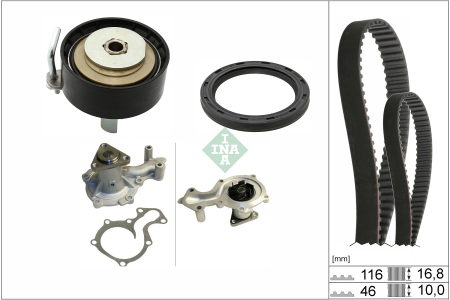 Distributie - Set distributie potrivit FORD C-MAX II, ECOSPORT, FIESTA VI, FIESTA VII, FOCUS III, GRAND C-MAX, MONDEO V, TOURNEO COURIER B460 1.0/1.1 dupa 2012 (curea + intinzator + pompa apa)