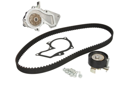Distributie - Set distributie potrivit FORD C-MAX II, FIESTA VI, FOCUS III, FOCUS III/HATCHBACK, FOCUS III/KOMBI, GALAXY II, GALAXY III 1.5/1.6/1.6ALK dupa 2010 (curea + intinzator + pompa apa)