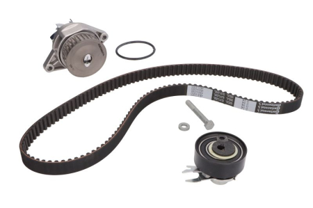 Distributie - Set distributie potrivit FORD MONDEO III; HYUNDAI I30; SEAT AROSA, CORDOBA, IBIZA II, IBIZA III; SSANGYONG MUSSO; VW FOX, LUPO I 1.0-2.9D 1993-2014 (curea + intinzator + pompa apa)