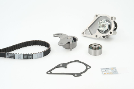 Distributie - Set distributie potrivit HYUNDAI ACCENT, ACCENT I, ACCENT II, ACCENT III, COUPE I, COUPE II, ELANTRA III, GETZ, MATRIX; KIA CERATO I 1.4-1.6 1995-2011 (curea + intinzator + pompa apa)