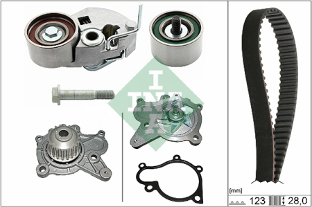 Set distributie potrivit HYUNDAI ACCENT II, ACCENT III, ELANTRA III, GETZ, HIGHWAY, MATRIX, SANTA FÉ I, SANTA FÉ II 1.5D/2.0D/2.2D 2001-2015 (curea + intinzator + pompa apa) [1]