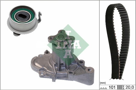Set distributie potrivit HYUNDAI ATOS, GETZ, I10 I; KIA PICANTO I 1.0/1.1 1998-2013 (curea + intinzator + pompa apa) [1]