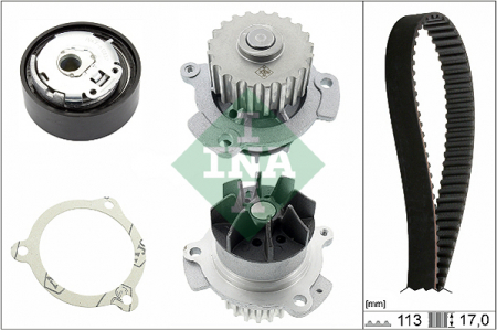 Piese Auto - Set distributie (curea + intinzator + Pompa apa) potrivit LADA GRANTA, KALINA II, PRIORA 1.6 01.11-