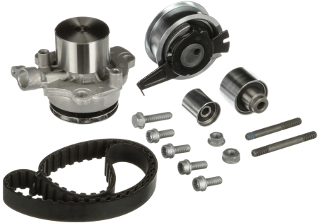 Distributie - Set distributie potrivit MAN TGE; AUDI A1, A3, A4 ALLROAD B8, A4 ALLROAD B9, A4 B8, A4 B9, A5, A6 C7, A6 C8, Q2, Q3, Q5, TT 1.6D/2.0D dupa 2007 (curea + intinzator + pompa apa)