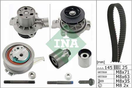 Piese Auto - Set distributie (curea + intinzator + Pompa apa) potrivit MAN TGE; AUDI A1, A3, A4 ALLROAD B8, A4 ALLROAD B9, A4 B8, A4 B9, A5, A6 C7, A6 C8, Q2, Q3, Q5, TT 1.6D/2.0D 11.07-