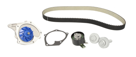 Distributie - Set distributie potrivit NISSAN ALMERA II, KUBISTAR, MICRA III, NOTE; RENAULT CLIO II, CLIO II/HATCHBACK, GRAND SCENIC II, KANGOO 1.5/1.5D dupa 2001 (curea + intinzator + pompa apa)