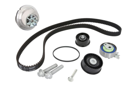 Distributie - Set distributie potrivit OPEL ASTRA G, ASTRA G CLASSIC, ASTRA G/KOMBI, COMBO TOUR, COMBO/MINIVAN, CORSA B, CORSA C, MERIVA A, TIGRA 1.4-1.6CNG dupa 1994 (curea + intinzator + pompa apa)